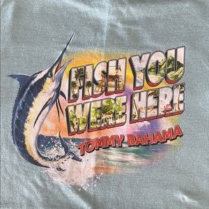 Tommy Bahama Fish You Were Here Tee - Blue and Orange